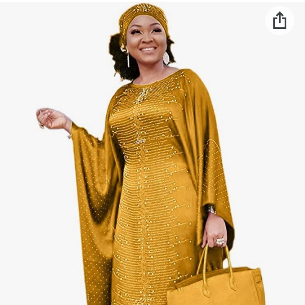 Long African Dress Beading Rhinestone Kaftan